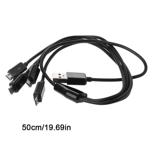 Usb 2.0 A Han-stik til 4 Micro Usb Han-stik Y Splitter-kabel til Power Bank [DB] Black