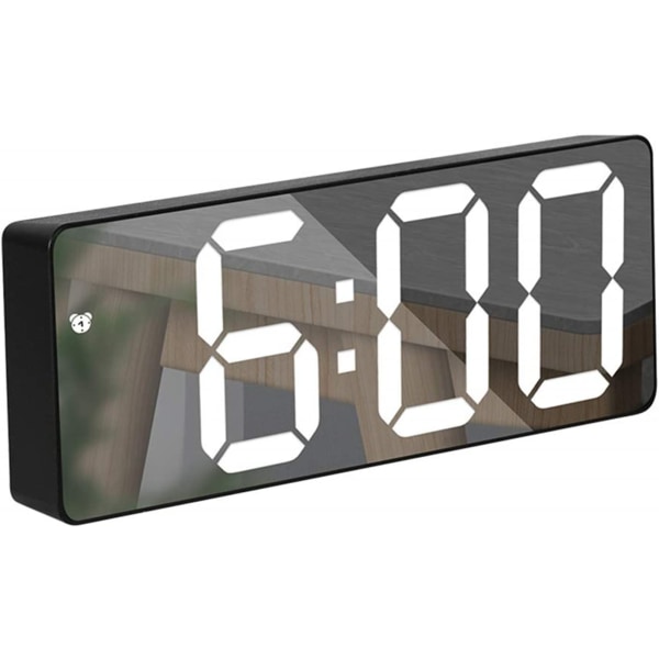 Spegelväckarklocka LED digital klocka med temperatur- och datumkalender, röststyrning nattläge