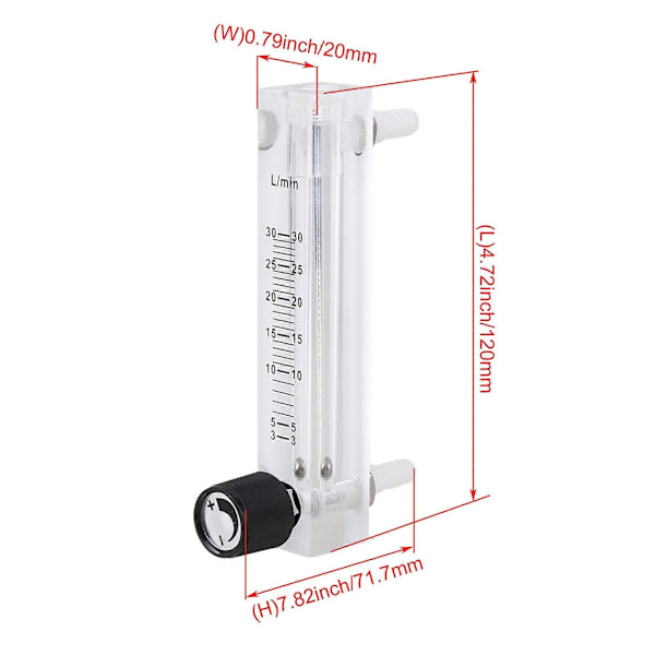 LZQ-7 Oxygen Flowmeter 3-30LPM Flowmåler med Ventil til Oxygen Luft Gas db