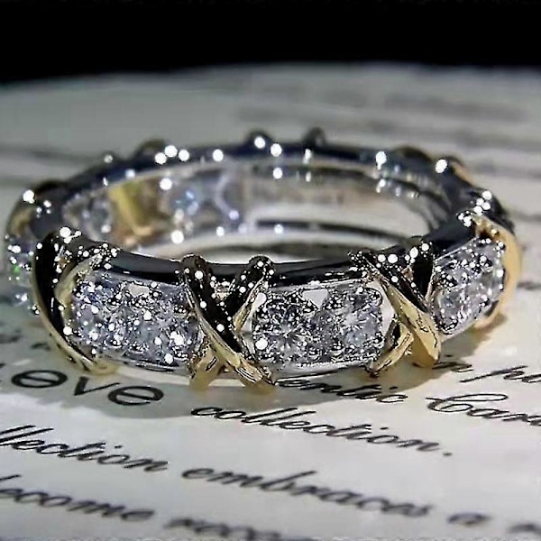 Moissanite Magnetology Lymphvity Ring, Magnetisk Zirkon Formende Kryds Fuld Moissanite Diamant Ring [DB] A1 7
