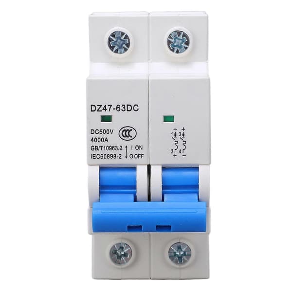 DC Miniatyrkretsbryter Oppgradert 2P 500V Luft for Solcelle PV-system Paneler Nett 32A [Db]