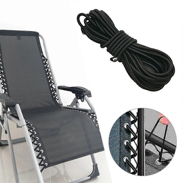 Elastiske snore med spidser til nul-tyngdekraftsstol, liggestole til Lafuma RSX/RSXA, Redwood, Sæt med 4 snore, Sort, 2,2 m*2 stk., 1,37 m*2 stk. [DB]