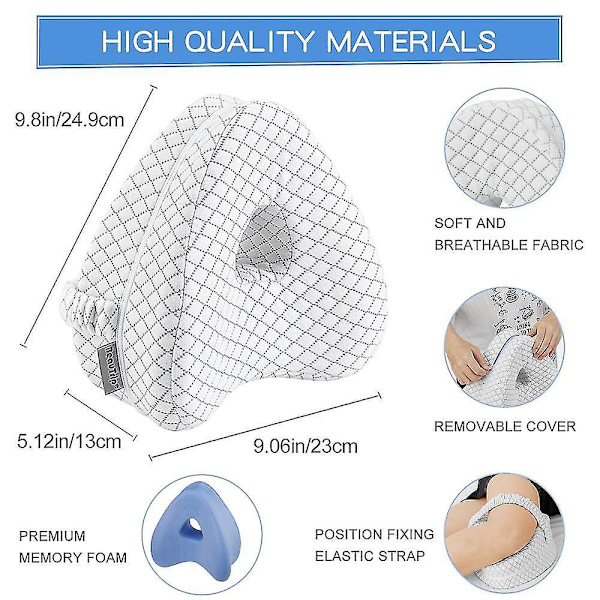 Hjärtformad Ortopedisk Sov Kudde För Ben Kilkudde Med Knästöd Ischiasdynor Kroppskudde [DB] White with strap