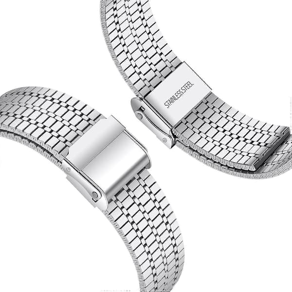 Urrem i rustfrit stål med 7 perler og dobbeltspænde til Fitbit Versa 4/Sense 2 [DB] Multicolor Silver