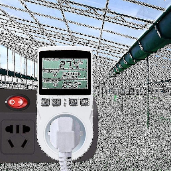 Digitaalinen / Lämpö- ja jäähdytystermostaattipistorasia LCD-lämpötilan säätimellä, 230V Kasvihuoneen/viljelmän lämpötilan säätimelle/terrarium-termostaatille db