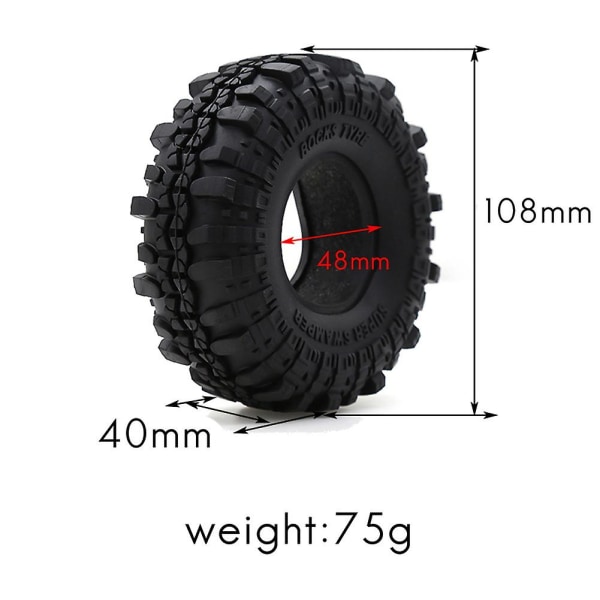 4 kpl 1,9 tuuman kumirenkaat / renkaat 1:10 RC Rock Crawler Axial SCX10 90046 AXI03007 CC01 D9 [DB] black