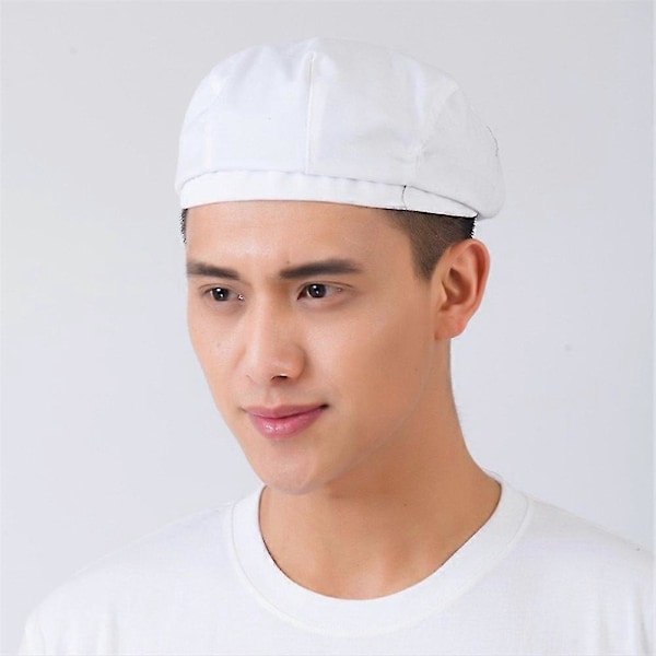 Unisex Beret Geometrisk Mønster Andemunnstil Menn Kvinner Ren Farge Kort Skygge Kokkehatt for Baker [DB] Black