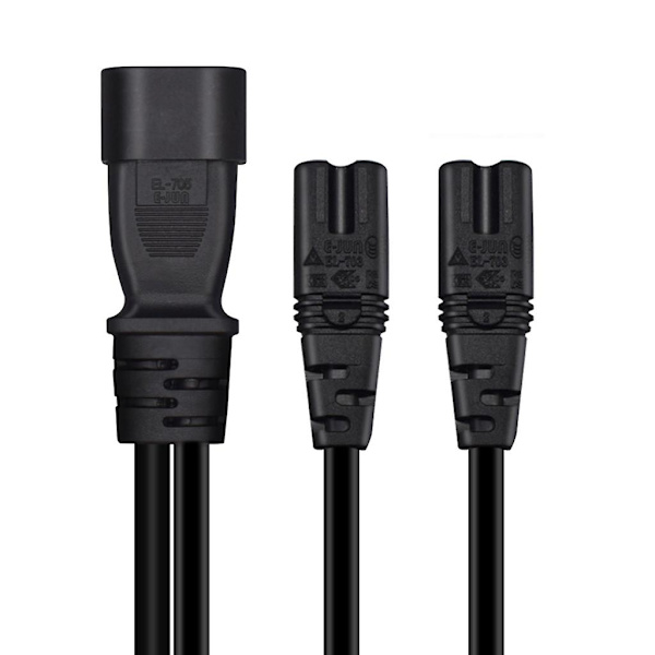 3-polig kontakt IEC320-C14 till IEC320-C7+C7 omvandlaradapter strömkabel [DB]