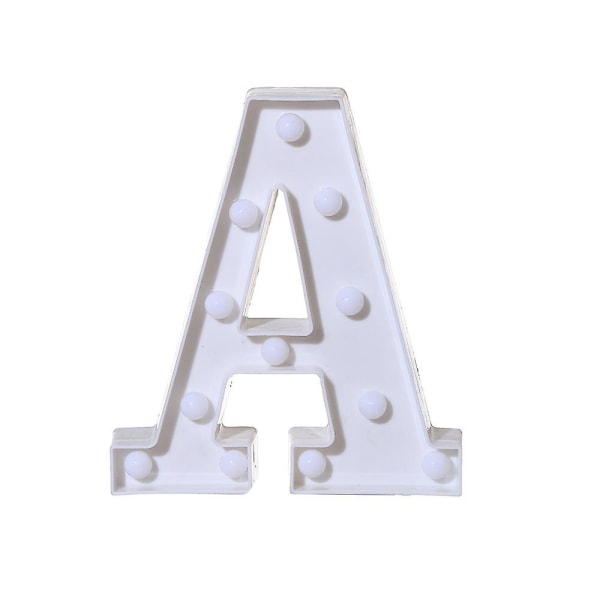 Alfabetets ledbokstavslampor lyser upp Vita plastbokstäver stående hängande A [DB] A