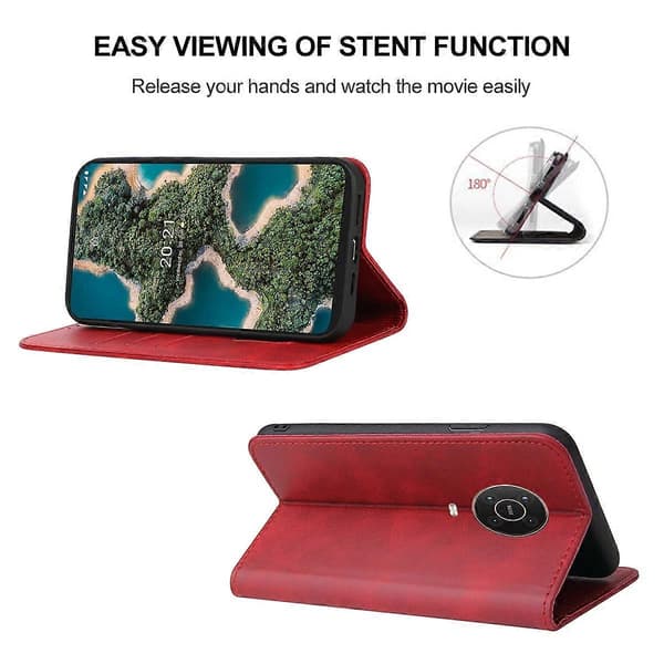 Læder Telefon Cover Til Nokia C21 Plus [DB] Red