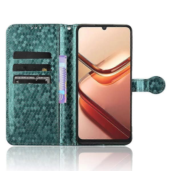 Honeycomb Dot Textur Läder Telefonfodral För Doogee Note 58 / Note 58 Pro [DB] Green