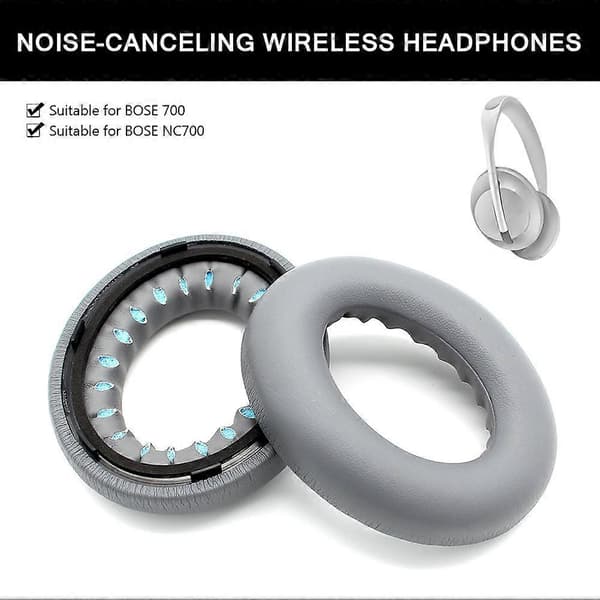 1 Par Erstatning Protein Leather Øreputer Øreputer for Bose 700/NC700 Bluetooth Hodetelefoner [Db] Grey