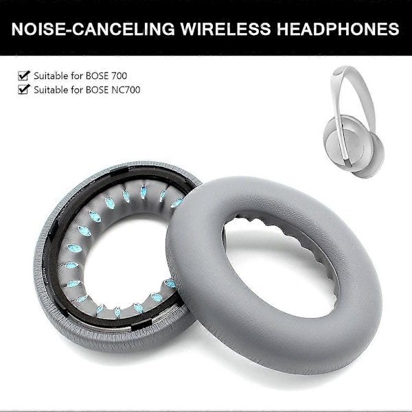 1 par udskiftnings ørepuder i proteinlæder til Bose 700/NC700 Bluetooth hovedtelefoner [Db] Grey
