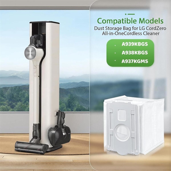Dammsugarpåse för Lg Cordzero All-in-one sladdlös dammsugare, smutsavfall dammsugarpåsar [DB] White