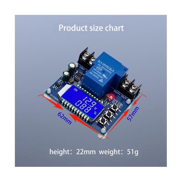 Xy-cd63l 30a Batterilader Utladningskontroller Lavspenningsavstengningsbryter Underspenning Overspenning