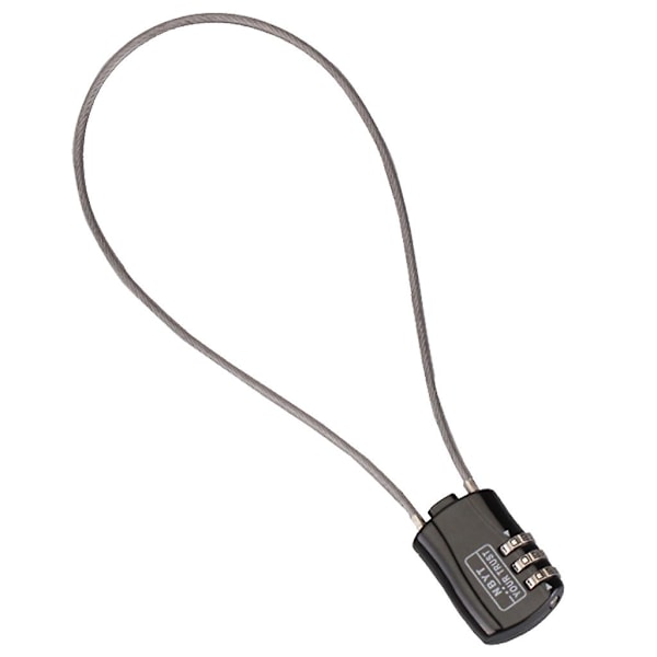 Hjelm Kæde Lås 3-cifret Kodeord til Scooter Motorcykel Cykel Lås Kabel db Black (40cm)