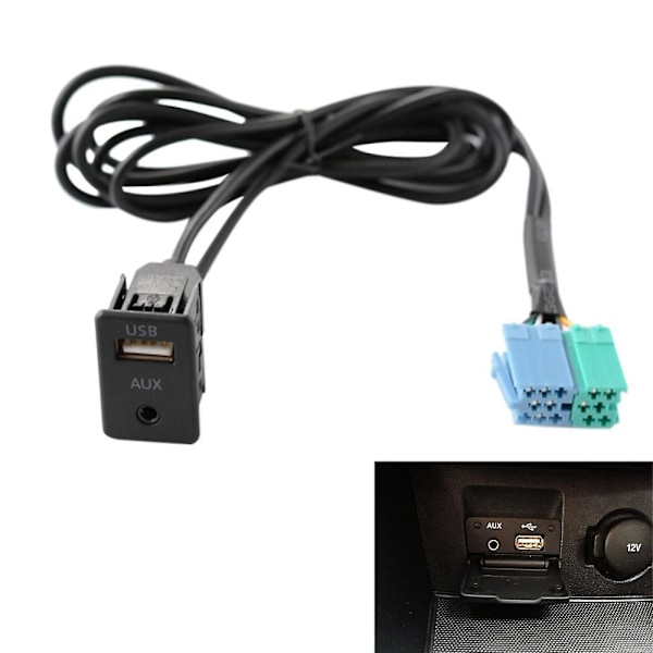 Radioförlängning AUX USB-port Adapter Kabel Kablage Assy för [db] Black