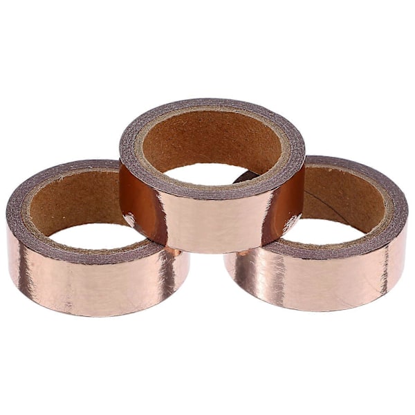 3 Rullar Dekorativ Metallisk Washi Tejp Dekorativ Washi Tejp Scrapbooking Tejp Självhäftande Tejp [db] Rose Gold
