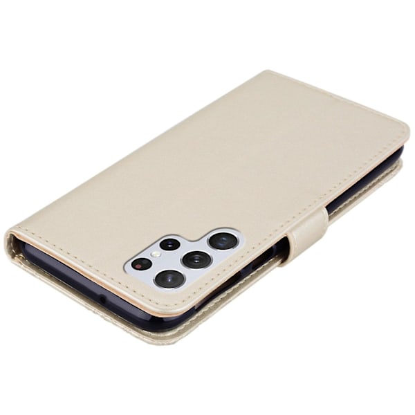 Til Samsung Galaxy S24 Ultra Wallet Case Ugle Blomst Trykt Rhinestone Læder Cover - Rød {db} Gold Samsung Galaxy S24 Ultra