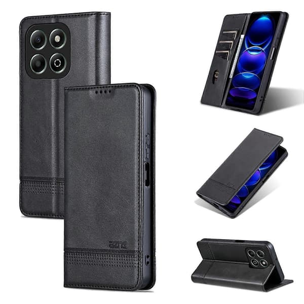 Magnetiskt Kalvtexturfodral För Honor X6b [DB] Black