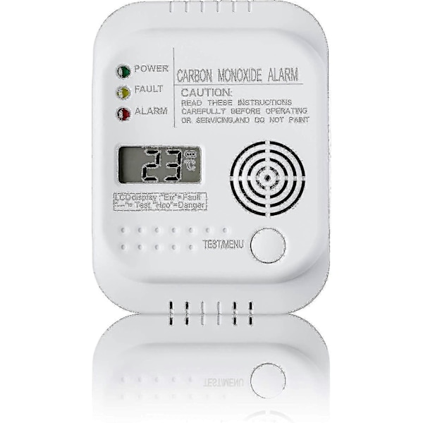 Kolmonoxiddetektor, batteridriven, gasdetektor med display och temperaturmätare - utmärkt Walkbee [Db]