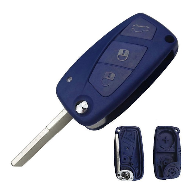 3 Knappar Fjärrkontroll Flip Bilnyckel Fodral Skal för Fiat Grande Punto Stilo Panda [db] Blue