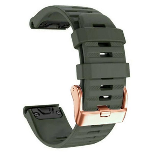 Klockarmband för Garmin Fenix 7S / 6S Pro / 5S Plus / Instinct 2S, Horisontella Ränder Silikon 20mm Armband med Roséguldfärgat Spänne [DB] Army Green