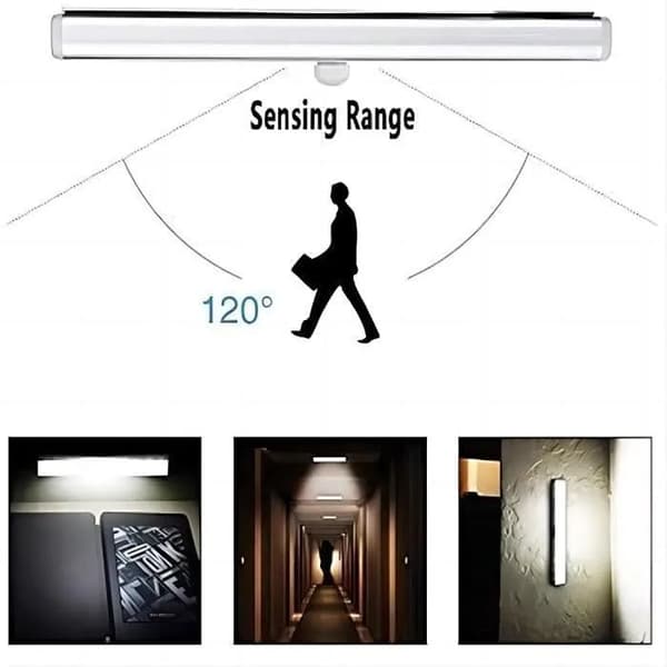Sett med 3 USB oppladbare LED-lys - Magnetisk - Bevegelsessensor - Hvit (DB)