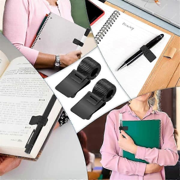 Hjelm Blyantklips, Universal Justerbar Clipboard Blyantholder Klips Holder Organizer til Notesbog [DB] Black