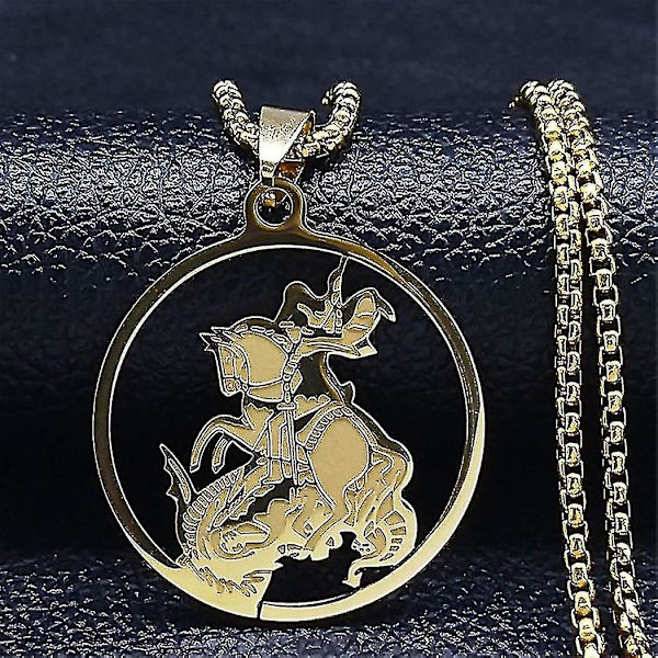 Syv Ærkeengle Amulet Rustfrit Stål Halskæder Mænd Segl af Salomon Talisman Halskæde Beskyttelse Smykker Krave Hombre_lldxm Db D 60cm BOX GD
