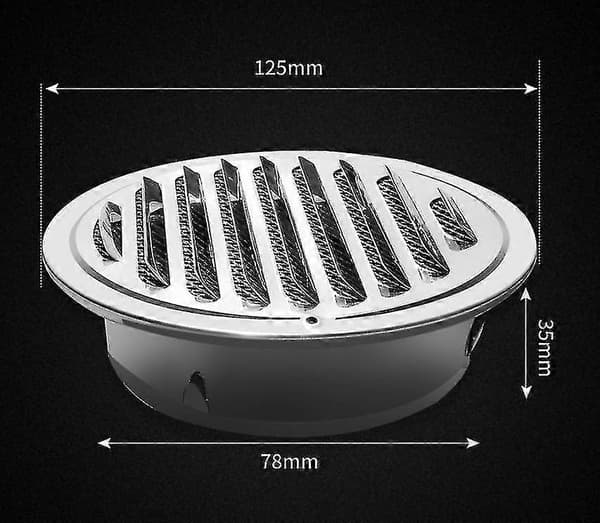Langray Rund Ventilationsrist i Rustfrit Stål, Rundt Ventilationsgitter til Luftcirkulation på Badeværelse, Kontor og Loftrum - 80mm[DB]