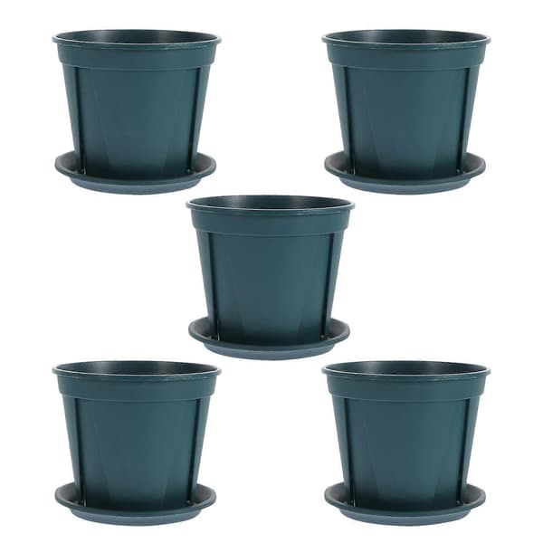 Plastrotkontrollkrukor Blomsterplantering 5 set med fat [DB]