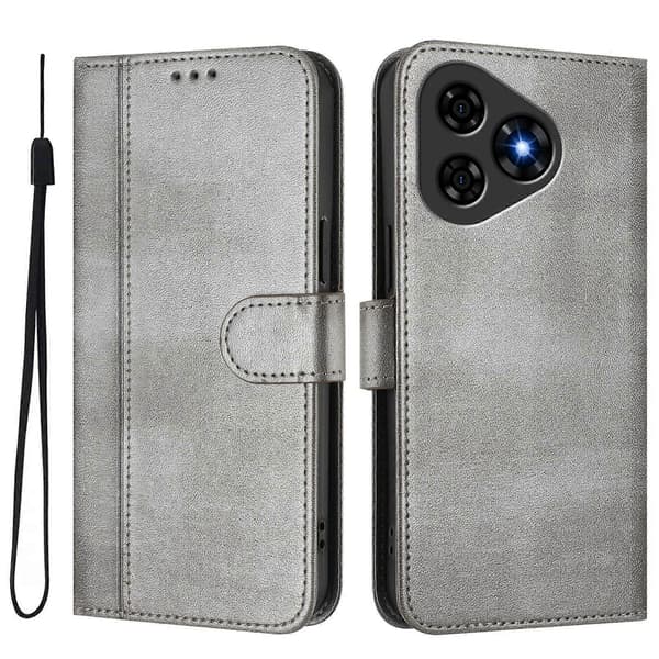 Linjeskarvspänne Retro Läder Telefonfodral [DB] Grey For Ulefone Note 19