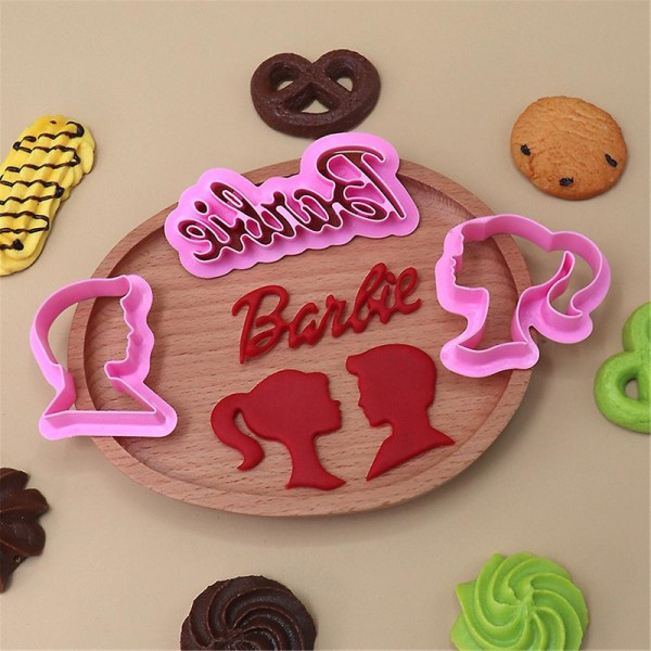 Barbie Huvud Stämpel Flickor Kakform Set 3d Tryckt Tårta Choklad Fondant Form Gjutform Köksverktyg db 5Set