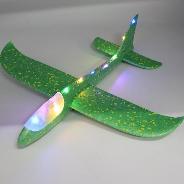 Skumhandkastande LED-flygplan leksak 48cm LED-flygläge glidflygplan tröghetsplan modellflygplan utomhus sport XWH Db 48cmGreen with light