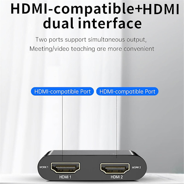 Usb 3.0 til Dual Hdmi Adapter til Ekstern Video - Kun Windows Support {Db) Black