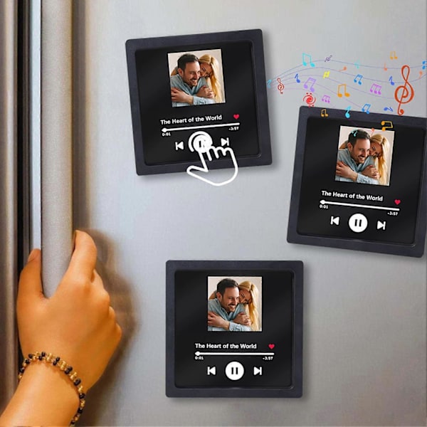 Mukautettava musiikki- ja valokuvajäähdyttimen magneetti, jossa on sisäänrakennettu musiikkisoitin - Personoi suosikkikappaleella ja albumin kuvalla, paras syntymäpäivälahja {db}