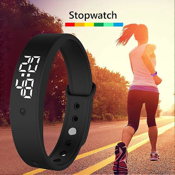 V9 Kroppstemperaturmätare Termometer Vibrationslarm Armband Smart Armband [DB] Black