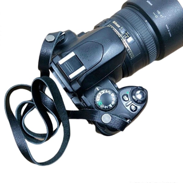 Äkta Läder Handgjord Kikare DC Kamera Axel- & Halsrem Ny [DB] Black