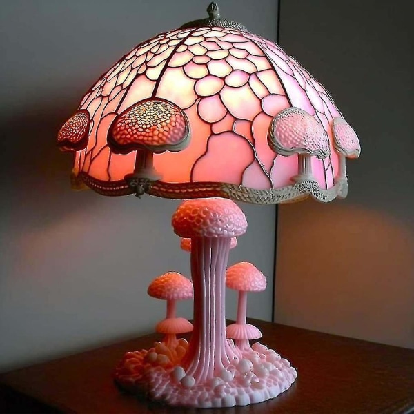 Målning Glas Svamp Bordslampor Bohemian Resin Svamp Bordslampa Nattljus för hem och kontor Giant Foot Mushroom Table Lamp