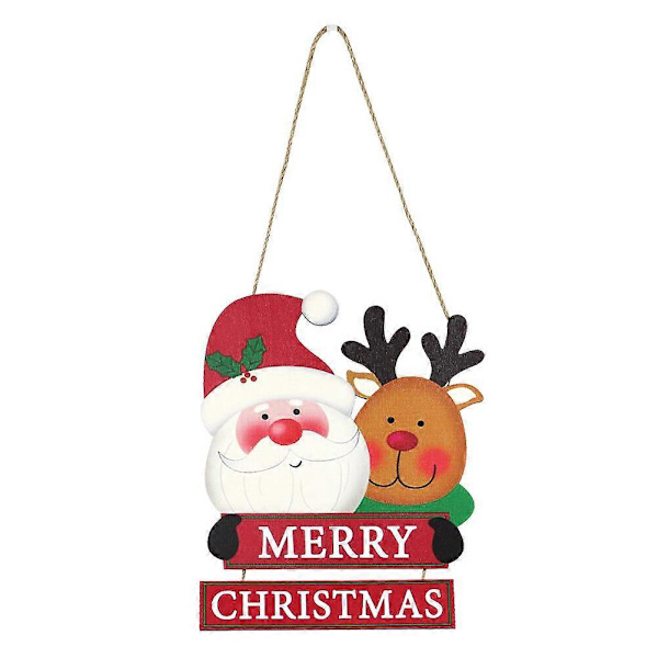 Hemdekoration Julträplatta Hängande Dekoration Semester Träväggskyltar Glad Jultomte Plakett Julhängande Dörrskylt [DB] Red 35X25CM