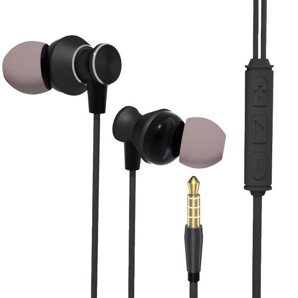 In-ear hörlurar Universal 1,2 m 3,5 mm trådad kontroll Sport Headset för mobiltelefon_da {DB Black