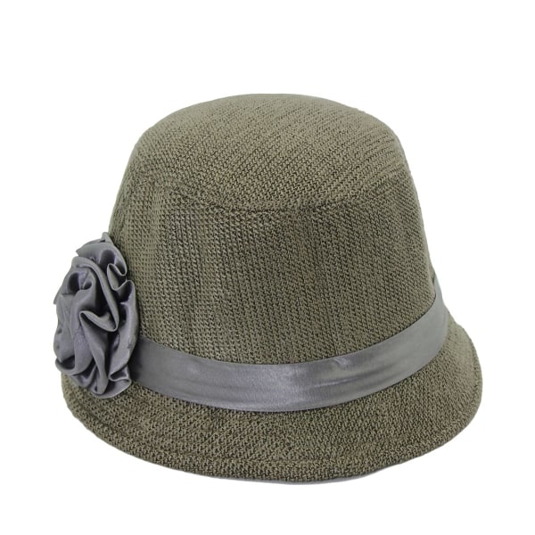 1920-talls vintage ullfilt bowlerhatt med blomsterderbyhatt Retro mote Varm, myk (grå)