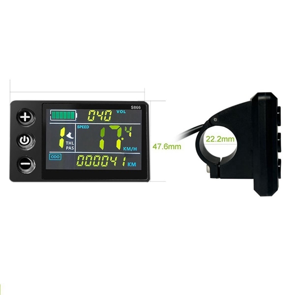 Lcd-s866 Elektrisk cykel Färg Lcd-display Instrument 24v 36v 48v Elektrisk cykel Modifierad Sm-kontakt