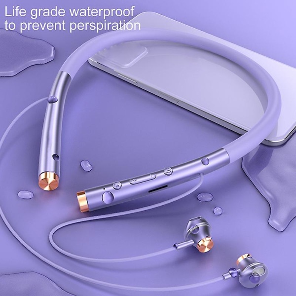 Kaulanauha Bluetooth-yhteensopiva 5.0 stereokuuloke vedenpitävä ripustuskaula langaton kuuloke urheiluun Jikaix Pink