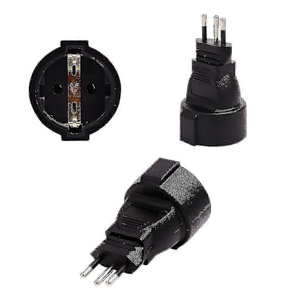 Sveitsisk 3-polet rund til EU-standard 16A 250V strømforsyningsadapter hann til hunn [DB]