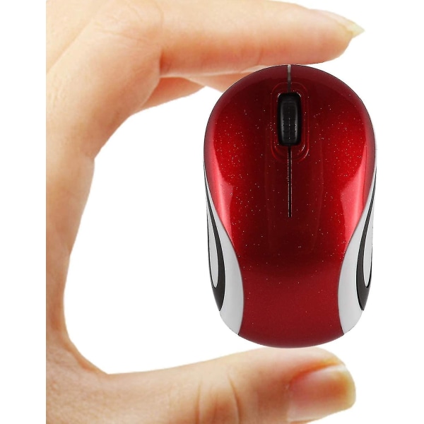 Mini liten trådlös mus för resor Optisk bärbar trådlös minimus med USB mottagare för pc bärbar dator (röd)(lågt prisförsäljning) [DB]