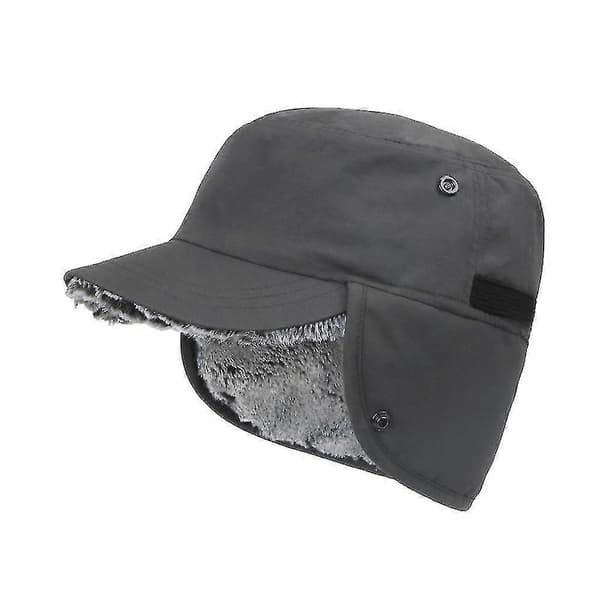 Vinter Øreklap Hat Med Skygge Basecap Trapper Vandtæt Unisex [DB] Black
