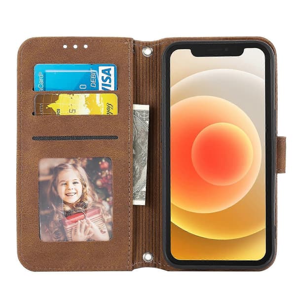Præget læderetui til iPhone 15 [DB] Brown