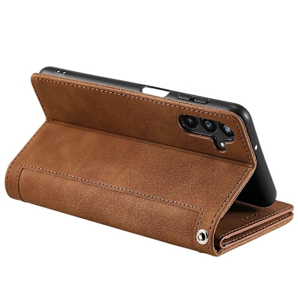 Samsung Galaxy A26 5G -puhelimen suojakotelo PU-nahkaa vetoketjullisella lompakolla ja 9 korttipaikalla - Musta [db] Multicolor Brown